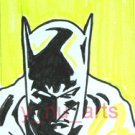 c13 ACEO Batman in yellow Pop Art Original Drawing 2.5 x3.5" Free Shipping