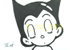 c16 ACEO Astro Boy Sleeping Pop Art Original Drawing 2.5 x3.5" Free Shipping