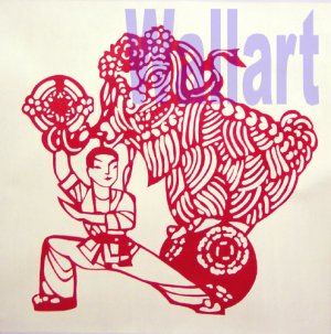 032 Chinese lion dance Modern art Painting on Canvas