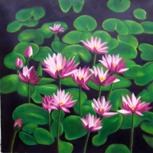 034   Flower Water lily  pond Modern art Painting 20"20