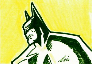 c43 ACEO Batman in action Pop Art Orgi Drawing
