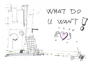 c34 Aceo Original Graffiti pop art Hand Drawing what do u want