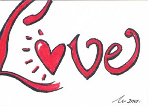 c57 Love word Aceo Original pop art Hand Drawing
