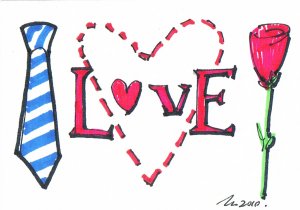 c58 Tie Love Rose Aceo Original pop art Hand Drawing
