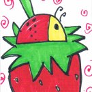 c60 Beatle on Strawberry ACEO Original pop art Hand Drawing