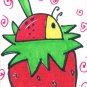 c60 Beatle on Strawberry ACEO Original pop art Hand Drawing