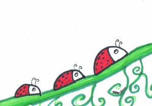 c62 3 Beatles on branch ACEO Original pop art Hand Drawing