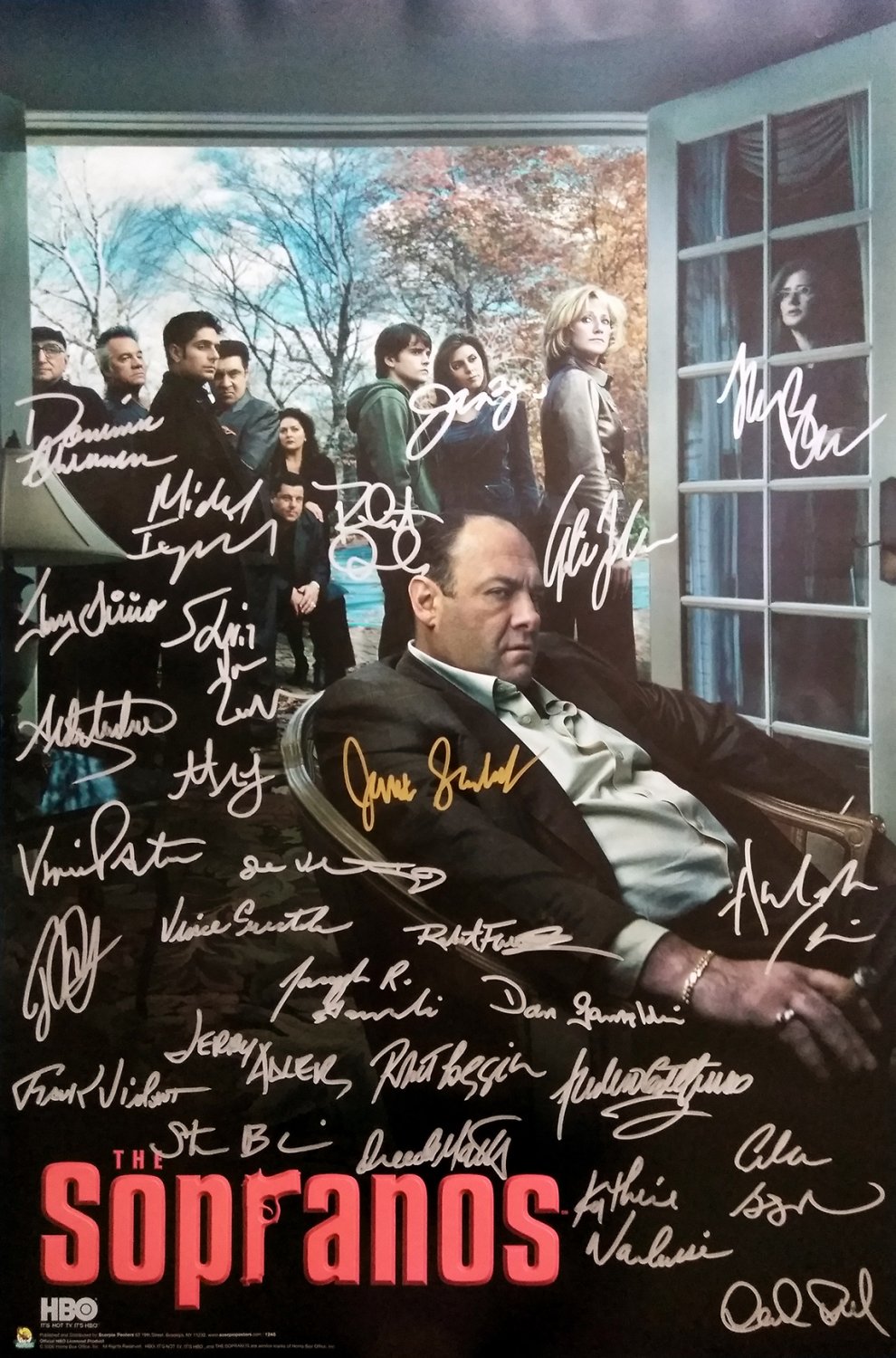 SOPRANOS FINAL SEASON Poster Signed by 28 cast members Excellent cond replica 