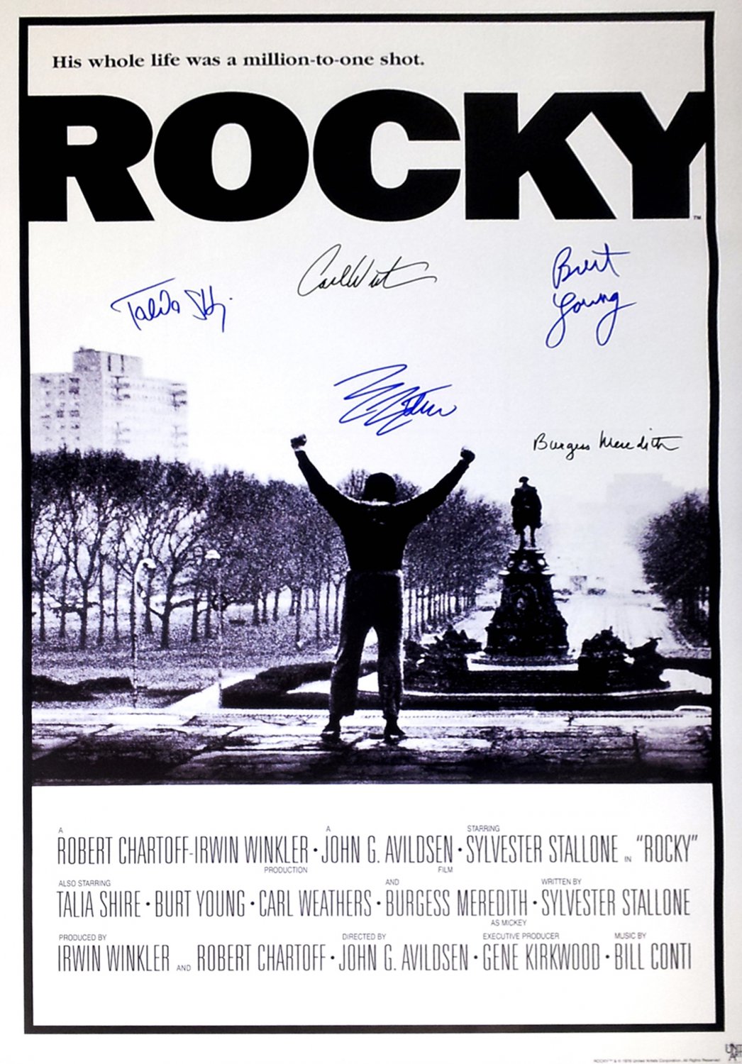 Signed ROCKY Movie Poster by 5 members of the Cast