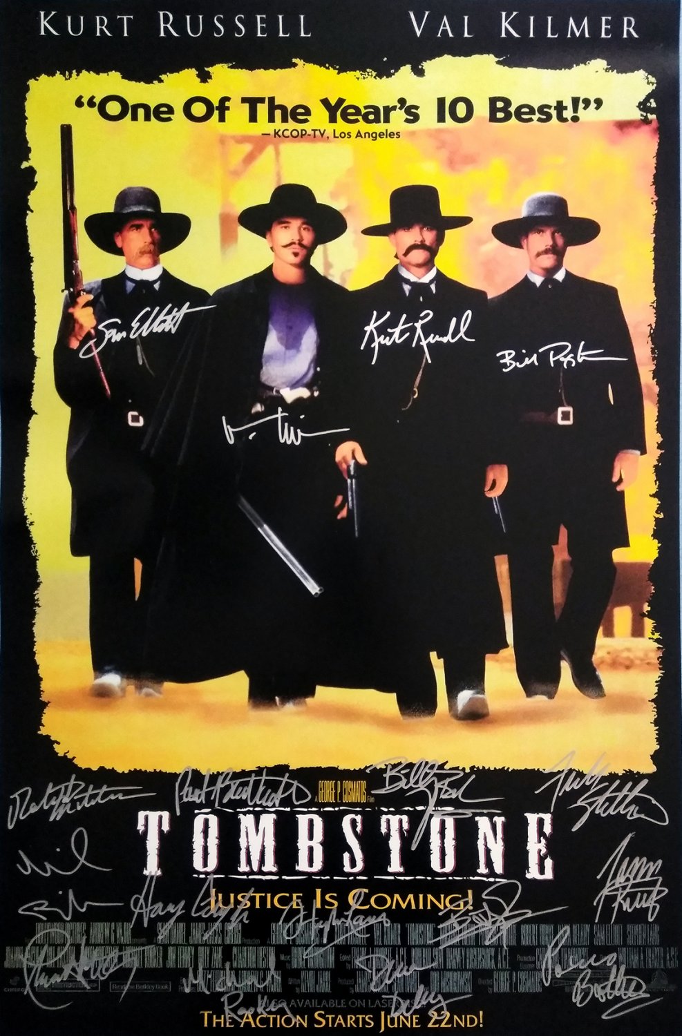 Signed TOMBSTONE Movie Poster by 17 members of the Cast