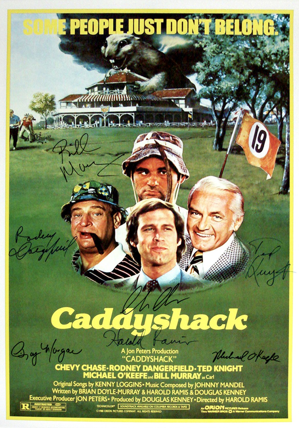 Signed CADDYSHACK Movie Poster by 7 members of the Cast
