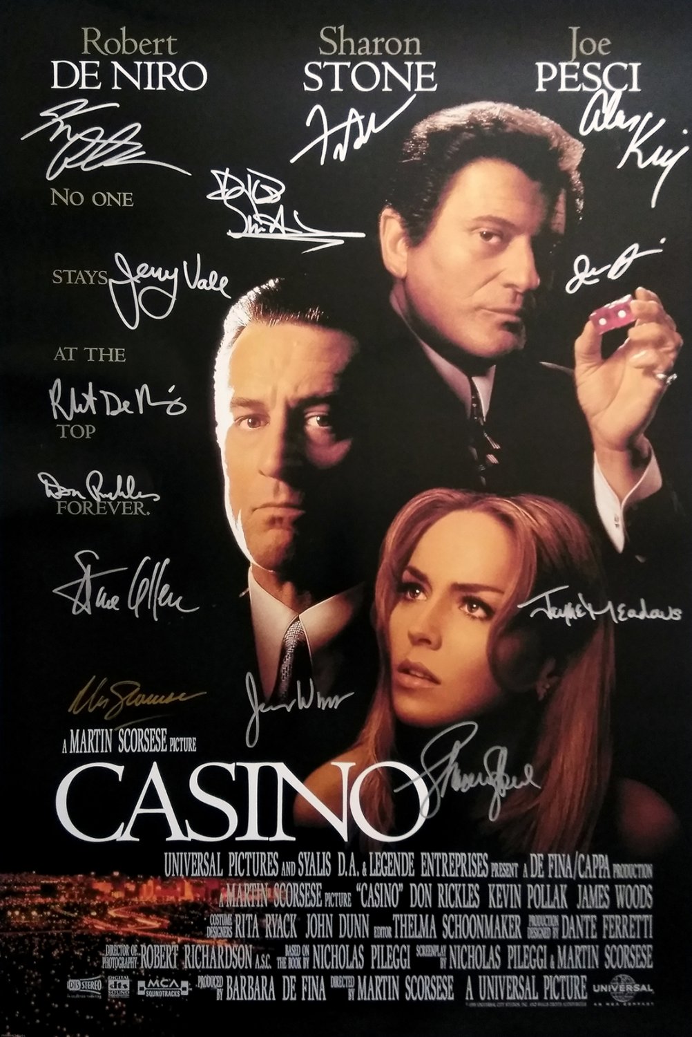 Signed CASINO Movie Poster by 13 members of the Cast