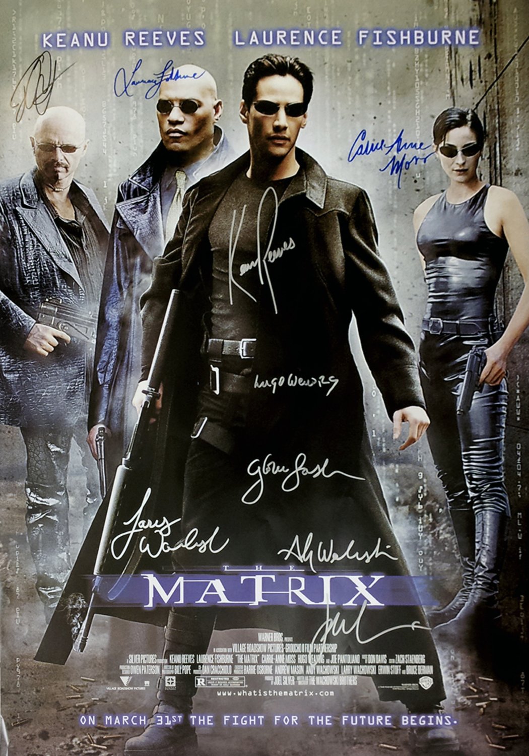 Signed THE MATRIX Movie Poster by 9 members of the Cast