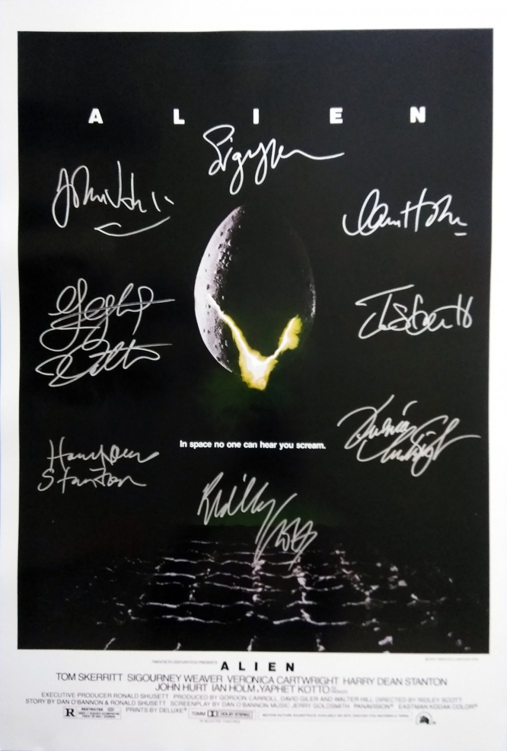 signed ALIEN Movie Poster by 8 members of the Cast