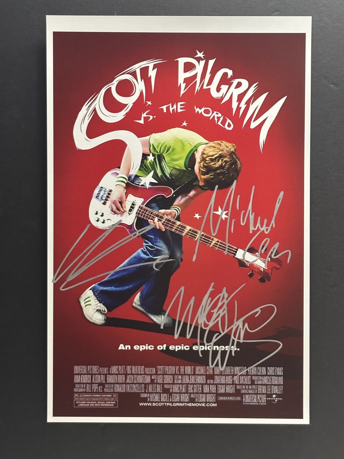 signed SCOTT PILGRIM vs THE WORLD Movie Poster by 3 members of the Cast - includes COA