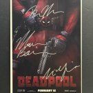 signed DEADPOOL Movie Poster by 3 members of the Cast - includes COA