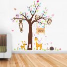 Monkeys and Giraffe Wall Decals with kid's name Boys and Girls Bedroom WallStickers