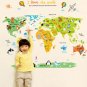 Animal world map Wall Decoration Wall Decals Girls boys Bedroom