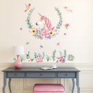 Unicorn Wall Decals with kid's name Unicorn flowers Wall Decals Girls Bedroom Stickers