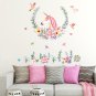 Unicorn Wall Decals with kid's name Unicorn flowers Wall Decals Girls Bedroom Stickers