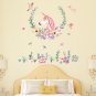 Unicorn Wall Decals with kid's name Unicorn flowers Wall Decals Girls Bedroom Stickers