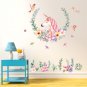 Unicorn Wall Decals with kid's name Unicorn flowers Wall Decals Girls Bedroom Stickers