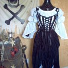 Complete Pirate Costume With Striped Bodice Skirt And Bloomers Shirt Included.