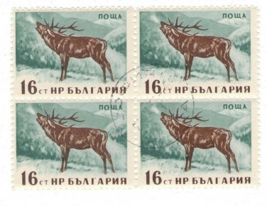 1958 Bulgaria CTO Block - Wild Animals - Red Deer (Cervus elaphus)