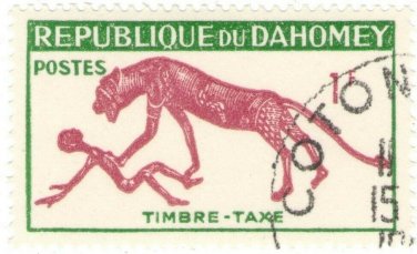 1963 Dahomey CTO Postage Due Stamp -&Acirc;&nbsp;Panther & Man