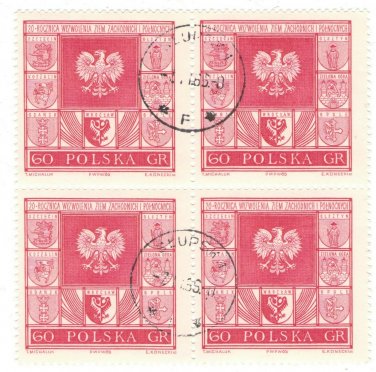 1965 Poland CTO Block:  The 20th Anniversary of the Recovery of Polish North- and West-territories