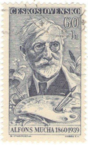 1960 Czechoslovakia CTO Stamp -&Acirc;&nbsp;Alfons Mucha, Painter and Stamp Designer