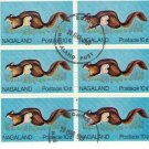 Nagaland of India 1969 pre-cancelled air mail partial sheet of 6 Squirrel $.10