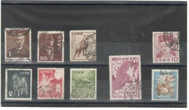(9) 1952-55 Japan Used Stamps