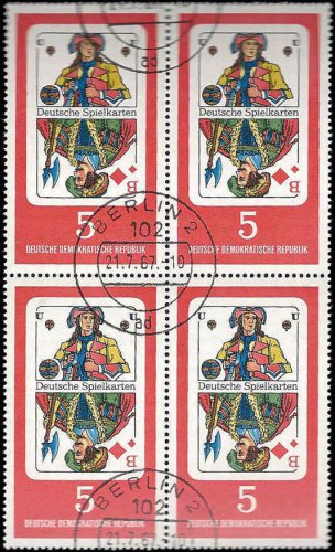 1967 Germany DDR CTO Block:  German Playing Cards