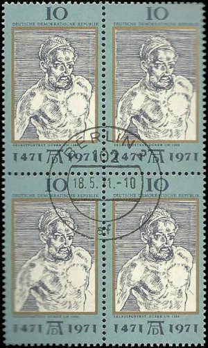 1971 Germany DDR CTO Block:  500th Anniversary of the Birth of Albrecht D&Atilde;&frac14;rer