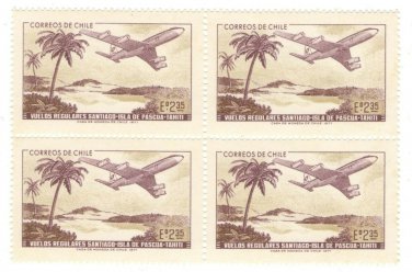 1971 Chile Block:  The 1st Air Service Santiago-Easter Island-Tahiti