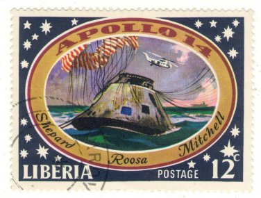 1971 Liberia CTO Stamp:  The 3rd Manned Moon Landing - Apollo 14