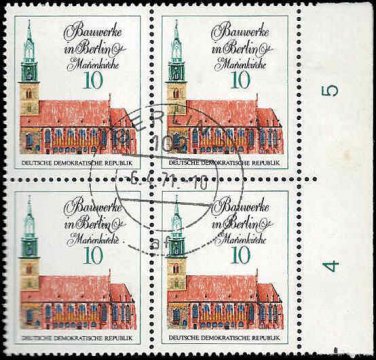 1971 Germany DDR CTO Block:  Famous Buildings in Berlin