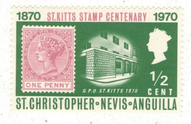 1970 St. Christopher Nevis Anguilla Stamp:  The 100th Anniversary of St. Kitts