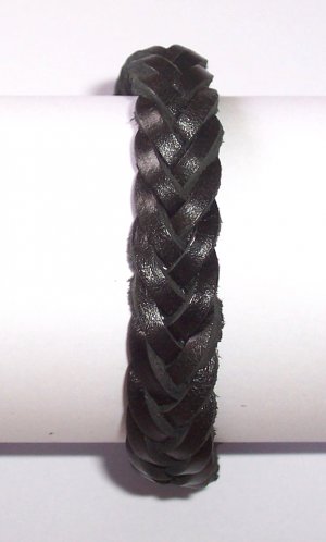 Black Braid Leather Bracelet Weave Wristband Sufer B026