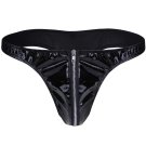Sexy Men Lingerie Black faux leather color Thongs, MALE underwear, 3 sizes  ml-zipblackf