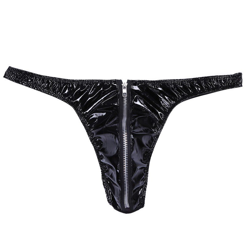 Sexy Men Lingerie Black faux leather color Thongs, MALE underwear, 3 ...