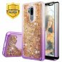 TJS LG G7 ThinQ Case Liquid Glitter with Full Coverage Screen Protector Purple