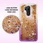 TJS LG G7 ThinQ Case Liquid Glitter with Full Coverage Screen Protector Purple