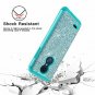 LG G7 ThinQ Case Luxury Bling with Glass Screen Protector Fashion Women Teal