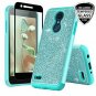 LG G7 ThinQ Case Luxury Bling with Glass Screen Protector Fashion Women Teal