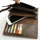 Men's Genuine Leather Wallet Vintage RFID BLOCKING Large Zipper CellPhone Pocke