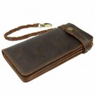 Large Bifold Wallet Men Genuine Leather Vintage RFID BLOCKING Zipper Cell Phone