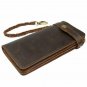 Large Bifold Wallet Men Genuine Leather Vintage RFID BLOCKING Zipper Cell Phone