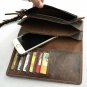Large Bifold Wallet Men Genuine Leather Vintage RFID BLOCKING Zipper Cell Phone